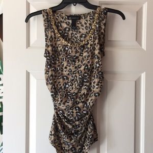 Short sleeve leopard ruched top